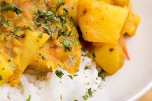 Indian food macro - potato curry with lentils